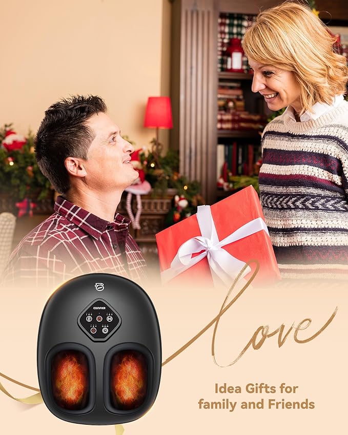 COMFIER 2025 Shiatsu Foot Massager with Heat,Compression,Kneading &Rolling,Foot Massager for Neuropathy,Plantar Fasciitis,Upgraded for Larger Feet Machine(Size 14),Home or Office, Gift for Women/Men