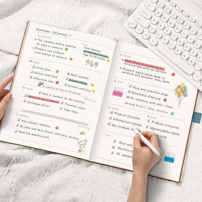 AHGXG 2026 Planner, Weekly and Monthly Planner 2026-2027, Large A4 8.5"x11", Calendar 15-Months Jan 2026 - Mar 2027, Vegan Leather SoftCover, Inner Pocket, Gray Blue