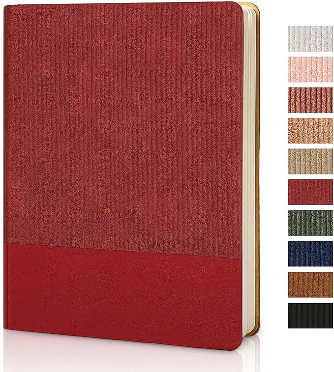 Lined Journal Notebook for Work College Ruled Note Book 7.2"x9.6" B5 PU Leather Daily Journaling 160 Pages for Women Men Writing Home School Supplies Business (B5 Lined 160pages, 08-Red)