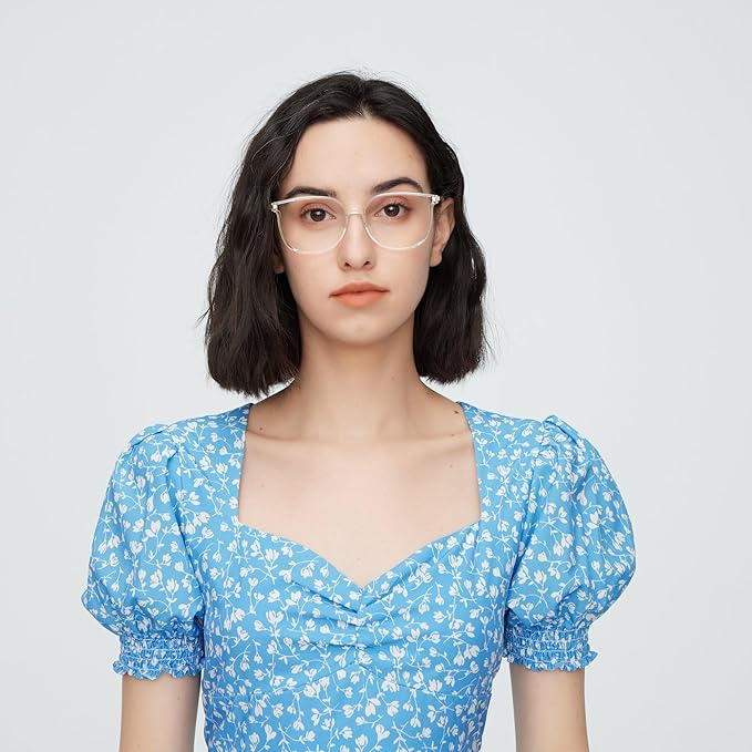 GUDVUE Oversized Blue Light Glasses, Computer Reading/Gaming/Phones Glasses, Anti Glare/UV400/Eye Strain, Large Square Frame