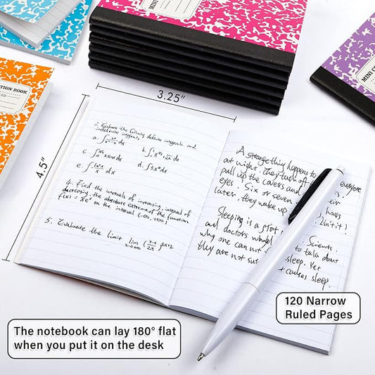 feela 70 Pack Mini Composition Notebook Bulk, Cute Pocket Composition Note Pad, Small Journal Notebooks for Students College School Supplies, 4.5" X 3.25", Narrow Ruled, 5 Pastel Marble Covers