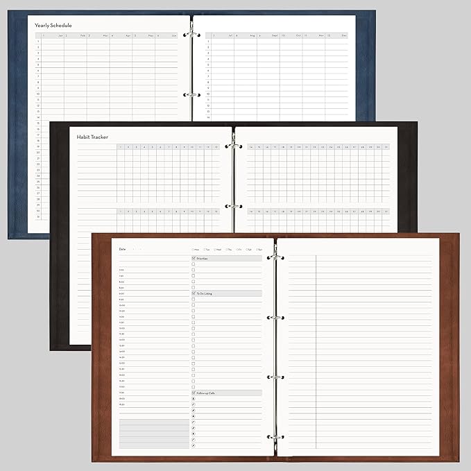 EMSHOI Daily Planner Refill 8.5" X 11", 80 Sheets, 160 Pages A4 4-Ring Binder Planner Inserts, Thick Cream Color Refill Paper, 100 GSM Loose Leaf, A4 Paper Refills with Gift Box