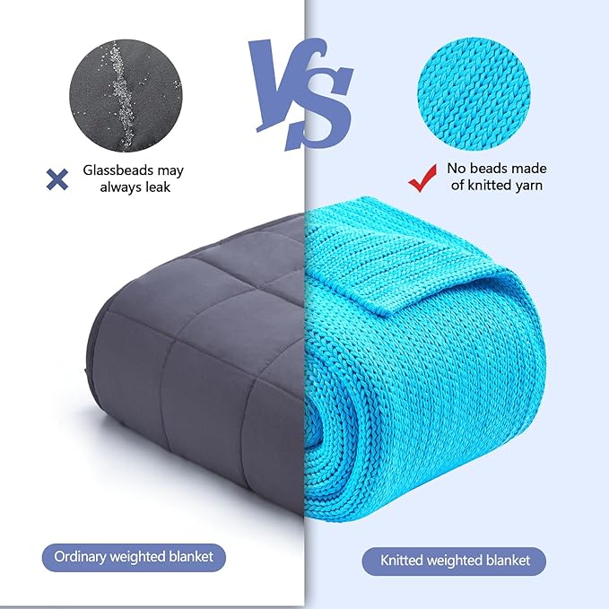 L'AGRATY Knitted Weighted Blanket - 48"x72" 15lbs Cooling Chunky Knit Heavy Blanket for Adults Braided Crochet Throw Thick Cable Yarn Knit Decorative Blanket No Beads Evenly Weighted Machine Washable