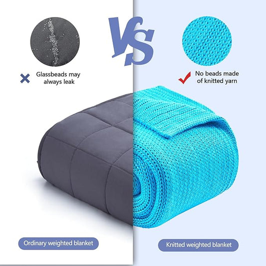 L'AGRATY Knitted Weighted Blanket - 48"x72" 20lbs Cooling Knit Heavy Blankets for Adults Braided Crochet Throw Thick Cable Chunky Yarn Decorative No Beads Evenly Weighted Machine Washable