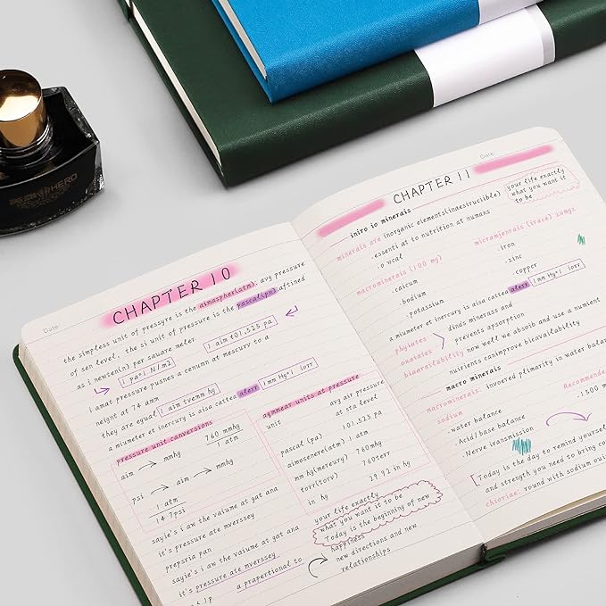 AHGXG Lined Journal Notebook - 320 Numbered Pages Thick Journal for Women A5 Notepad College Ruled, 100gsm Paper, Leather Hardcover, for Men Writing Work Office School, 5.75'' X 8.38''-Green