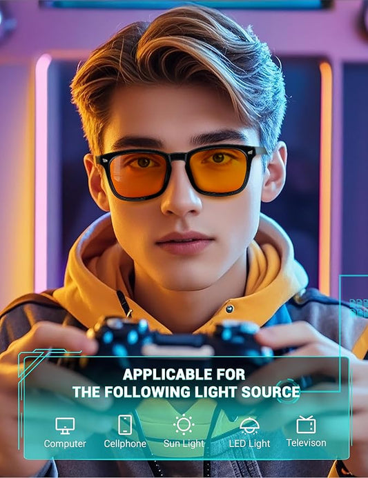 TIJN Blue Light Blocking Glasses Dual AR Coatings Amber Orange Lens for Computer Gaming