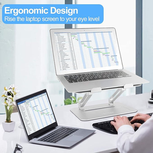 Urmust Adjustable Laptop Stand for Desk Aluminum Computer Stand for Laptop Riser Holder Notebook Stand Compatible with MacBook Air Pro Ultrabook All Laptops 11-17 inch (Silver)