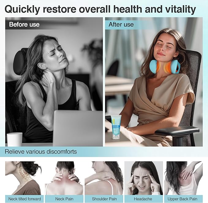 Neck Massager 2025, Occipital Release Tool for Neck with Heat, 3 Modes, Portable Massage Neck Pillow for Pain Relief and Muscle Relax, 26° Angle Cervical Traction Device