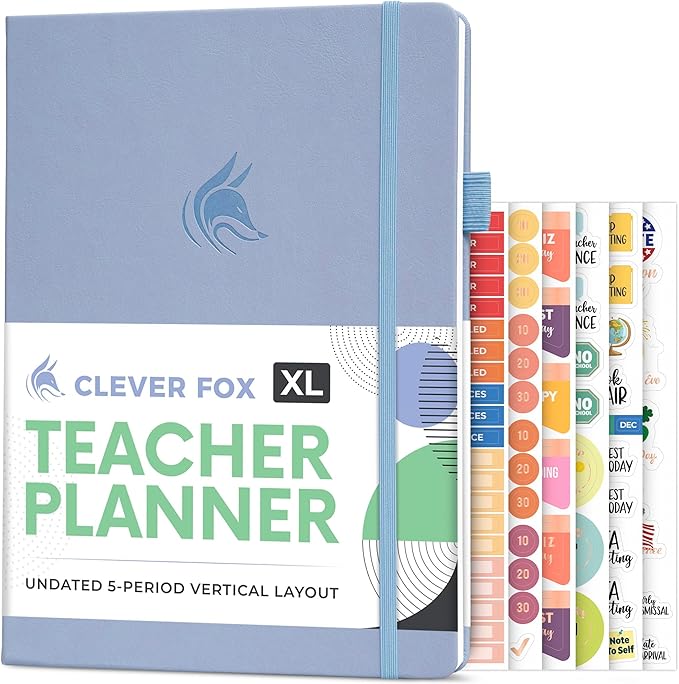 Clever Fox Teacher Planner – School Year Planner with Calendars & Lesson Plans – Book for Classroom & Homeschool Organization, A4 (Periwinkle)