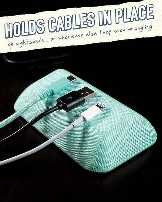 Smartish® Magnetic Cord Holder - Bigger Cable Wrangler Organizer with Magnet Clips for Charger Management on Desktop, Nightstand, or Side Table - Holds 6+ Cables - Teal Me More