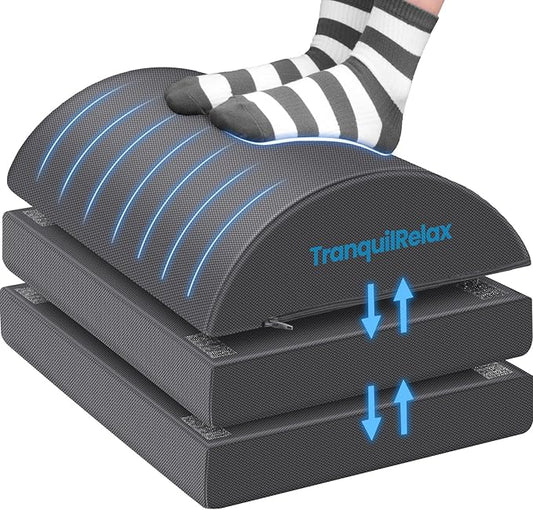 Foot Rest for Under Desk at Work, Gaming Accessories Foot Stool with 3 Adjustable Heights & Washable Cover, Comfortable Office Desk Accessories, Footrest for Office, Home and Car (Gray)