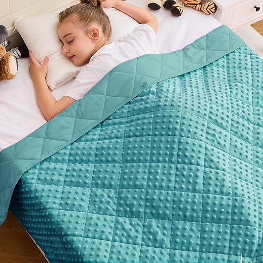 yescool Weighted Blanket 3 Pounds Teal Heavy Blankets for Sleeping, Microfiber Weighted Throw Blanket Breathable Warm Fleece Minky Blanket for 20-40lbs, 36"x48"