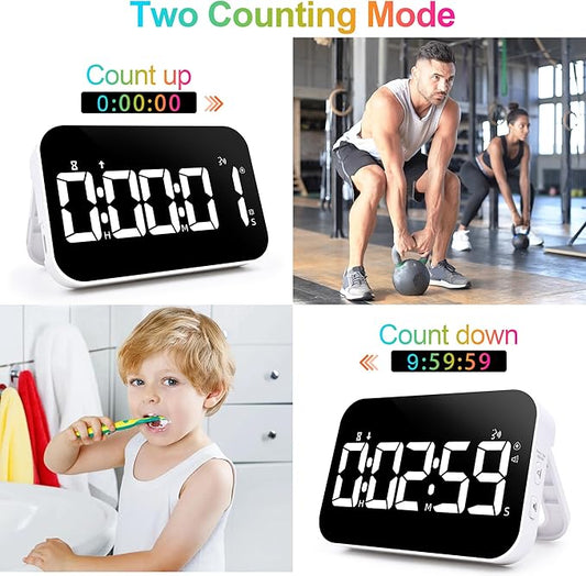 Kitchen Digital Timer, Rechargeable Magnetic Count Down Up Timer, Vibration Mode Adjustable Volume and Brightness LED Display with Sound Alert Function for Kids Adults Study Teaching, Kitchen Gadgets