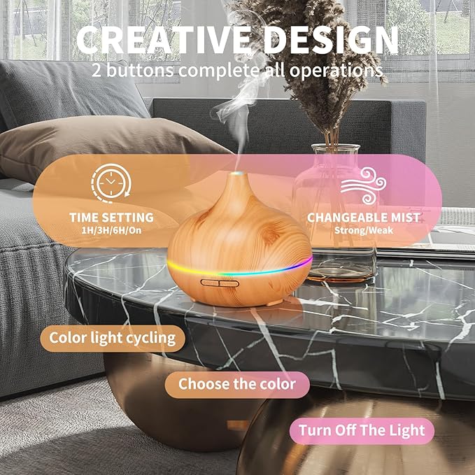 HLS Aroma Diffusers for Essential Oils Large Room with 10 Essential Oils,Ultrasonic Aromatherapy Diffuser for Home Bedroom, Cool Mist Humidifier Vaporizer