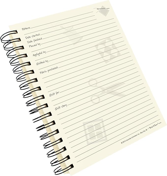Write it Down series by Journals Unlimited, Guided Journal, Quilting, The Quilters Journal, Full-size 7.5"x 9", Kraft Hard Cover, Made in USA