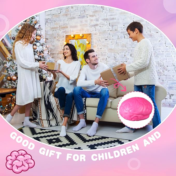 Leitee 12 Pcs Brain Stress Balls Bulk Large Halloween Brain Toys PU Hand Muscle Exercise Pressure Ball Funny Stress Relief Toy for Teens Adult Improving Grip Strength Prop(Colorful)