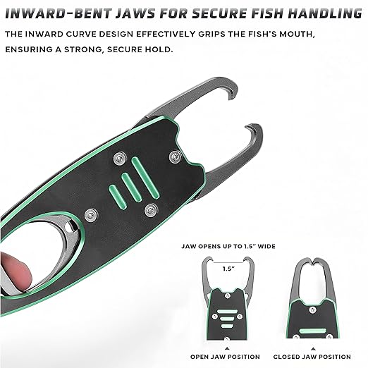 Fish Lip Gripper with Scale, 40LB/18KG Loading Capacity Aluminum Alloy Fish Scale Fish Lip Grabber Fishing Gear and Equipment Fishing Accessories Fishing Gifts for Men (Blue-Black)