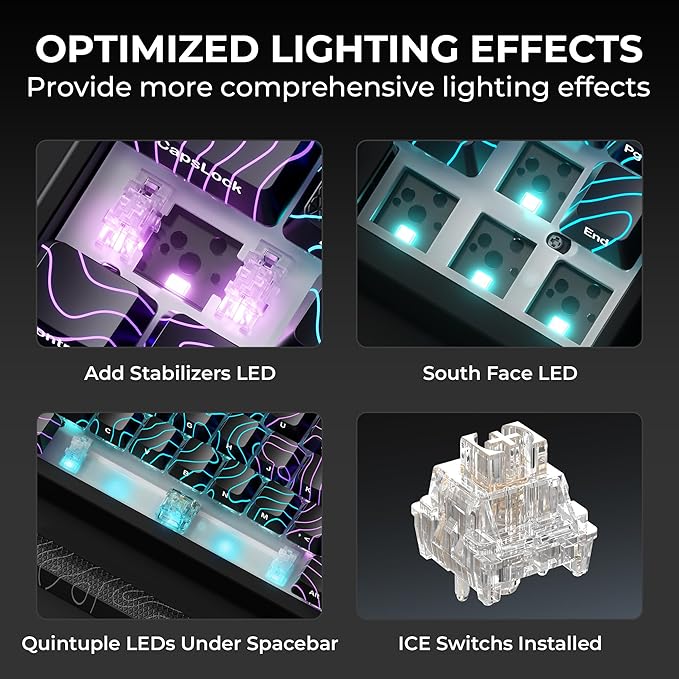 HITIME x XVX M67 60% Percent Keyboard Wireless, QMK/VIA Topographic Gaming Keyboard, Tri-Mode Thocky Creamy Mechanical Key Board, Hot Swappable Mount RGB IMD Tech for Win/Mac, Black