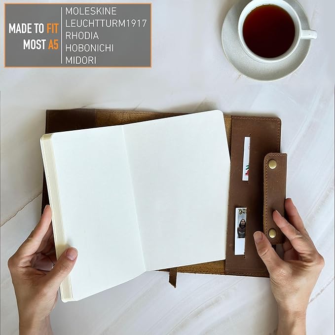 Albero Genuine Leather Journal – A5 Refillable Premium Writing NoteBook, 5x8 Cover, 360 Pages (100 GSM), Professional Organizer for Men and Women, Lined Daily Journal, Handmade Leather Note book