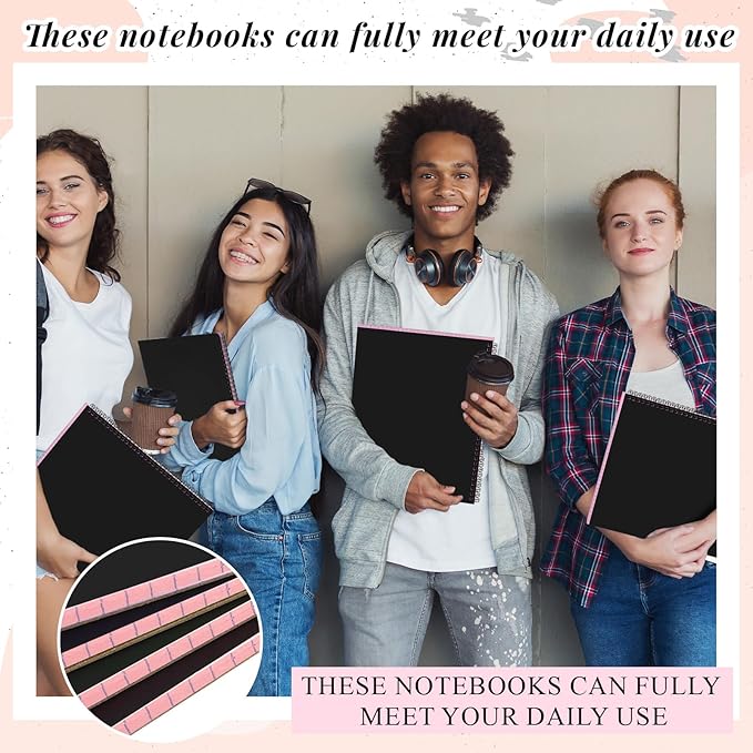 4 Pcs Legal Pads Landscape Notebooks 3 Hole Punched Top Spiral Bound Notebooks 11 x 9. 5 Inch College Ruled Drawing Notepad Tear Line for Removal 50 Sheet Office Steno Book(Pink)