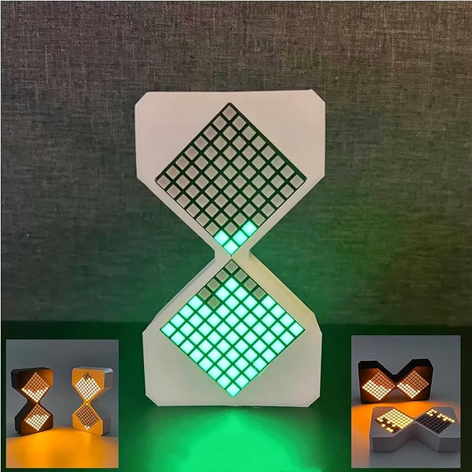 Digital Hourglass 1-30 Minute Freely Adjustable Gravity Timer Dynamic Flow Cube Led Night Light Hourglass Timer for Classroom Home Office Cooking (White, Green Light Source)