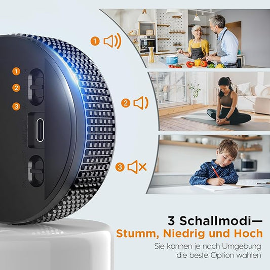 Rechargeable Magnetic Digital Kitchen Timer-Loud Alarm Visual Productivity Timer&Pomodoro Timer with Large LED Display,3 Presets(5/15/25min),3 Volume Levels.Ideal for Cooking Fitness&Office Use