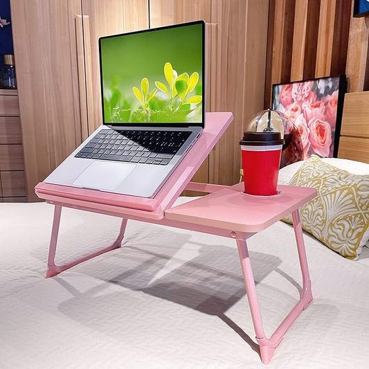 CloudTrip Laptop Desk for Bed or Couch, Lap Desk, Woking in Bed Desk, Home Office Desks, Breakfast Tray, Desk with Cup Holder, Watching Movies in Bed, Laptop Stand for Bed, Fordable Legs Desk (Pink)