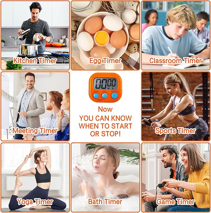 30 Pcs Digital Kitchen Timer Bulk, Magnetic Timers for Classroom, LCD Display, Loud Alarm, Electronic Minute Second Clock Timer for Teacher, Exercise, Cooking, Baking(6 Colors)