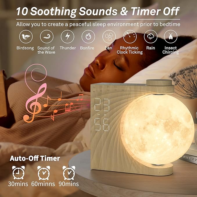 AIRIVO Alarm Clock for Bedrooms, Sunrise Alarm Clock Wake Up Light for Kids Teens, White Noise Sound Machine, Moon Light Dual Alarms for Heavy Sleepers, Night Light Clock for Preppy Room Decor