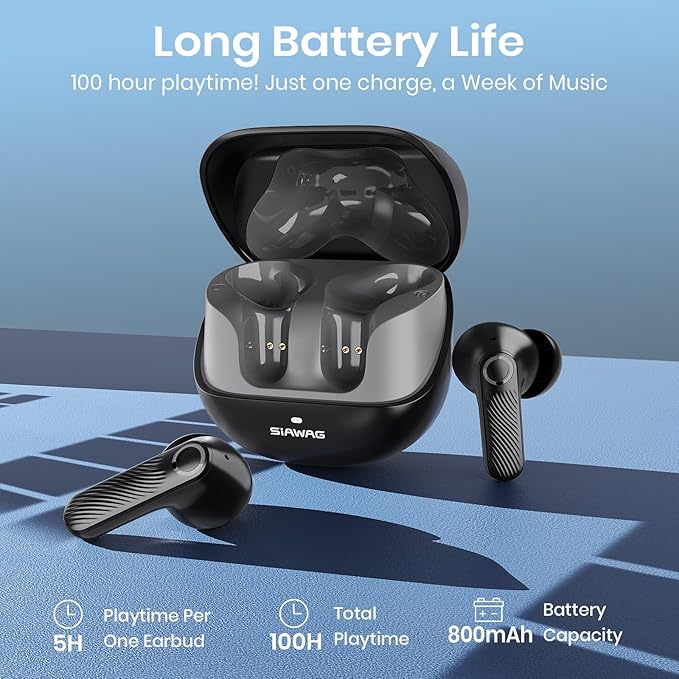 Wireless Earbuds 5.4 Bluetooth Headphones 100H Bluetooth Earbuds Active Noise Cancelling Earphones in-Ear Earbud with 4 ENC Noise Cancelling Mic IP5 Waterproof Earphones for Android iOS
