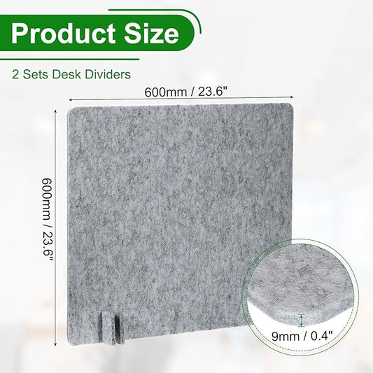 PATIKIL Desk Divider, 2 Set 24 x 24 Inch Acoustic Freestanding Desk Divider Desk Privacy Panel with 8 Pcs Support Feet for Library Office Workstation, Grey