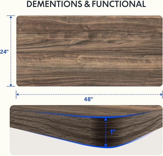 FLEXISPOT EN2 Whole-Piece Standing Desk with Clamp Power Strip, 48 x 24 Electric Stand Up Height Adjustable Desk with Cable Management (Gray Frame + 48" Black Walnut Desktop, 2 Packages)