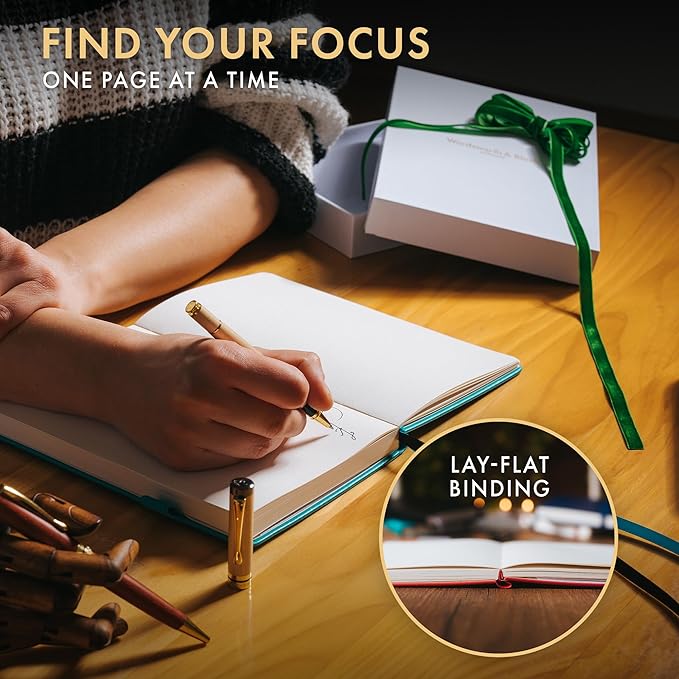 Wordsworth & Black A5 Bullet Dotted Journal 216 Dotted Pages, Hardcover Grid Dot Leather, 120 GSM Paper,Journaling Notebook for Work & Sketching,Journals for Women,Men-Gifts Box Included Turquoise