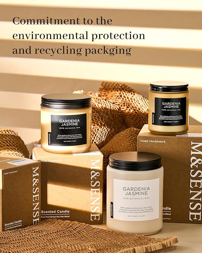 M&SENSE Clean Cotton Scented Candle - 11.6oz Natural Soy Wax Clean Cotton Blossom Scent Non Toxic Candle, 70-Hour Slow Burning 2-Wick Aromatherapy Home Fragrance Gifts for Home Decor