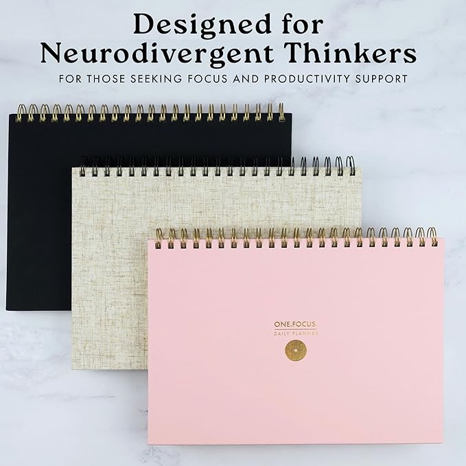 One Focus Notepad Daily Desk Planner for ADHD, Goal Setting, Mindfulness & Time Management – Undated, Compact Planner for Focus, Anxiety Relief & Neurodivergent Adults, A4 size