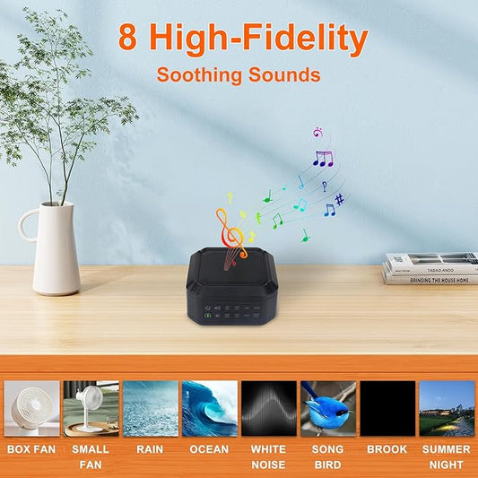 LUXSWAY White Noise Machine, Sleep Sound Machine with 8 Natural Soothing Sounds, Volume Control & 3 Timers Setting, Memory Function Sound Machine for Baby Kids Adults & Home Office Travel
