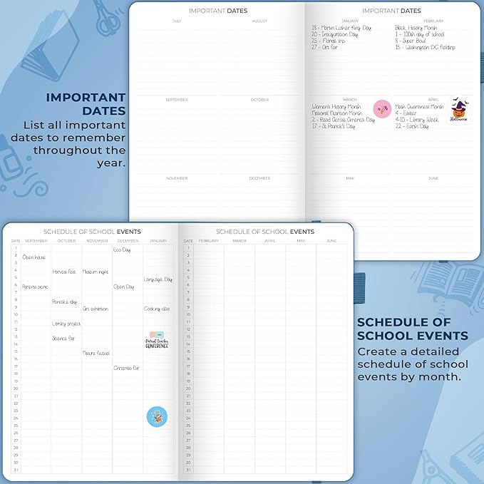 Clever Fox Teacher Planner – School Year Planner with Calendars & Lesson Plans – Teacher Plan Book for Classroom & Homeschool Organization - Undated, 7x10″, Hardcover (Mystic Blue)