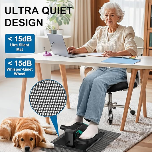 VIVURN-018 Under Desk Elliptical 5 Mode 12 Speed Low Impact Mini Electric Leg Exerciser As Seen on TV While Sitting for Seniors with Non-Slip Mat Quiet&Portable Seated Elliptical for Home and Office