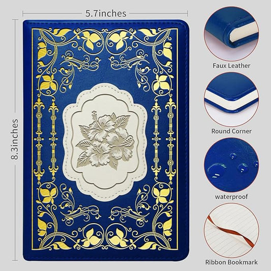 Hibiscus Gift Hibiscus Writing Journal Notebook Hibiscus Flower Gift Hawaiian Flowers A5 Travel Notebook Flower Fan Gift (hibiscus-Dark blue)