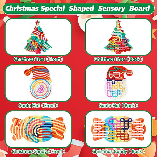 3Pcs Sensory Activity Board, Fidget Sensory Toys for Kids Adults, Duble Sided Design Kids Busy Board, Calm Down Fidget Toy for Stress Relief