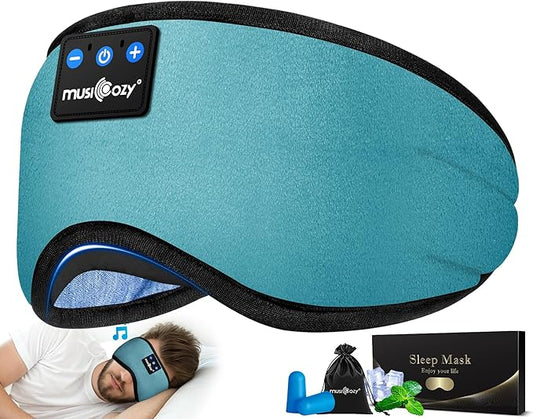 MUSICOZY Sleep Headphones Bluetooth 5.4 Headband Sleeping Eye Mask for Mom Women Men Wireless Music Earbuds Earphones for Side Sleepers Built-in HD Speakers Cool Gadgets Unique Gifts