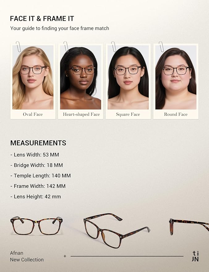 TIJN Blue Light Blocking Glasses for Women Men Clear Frame Square Nerd Eyeglasses Anti Blue Ray Computer Screen Glasses