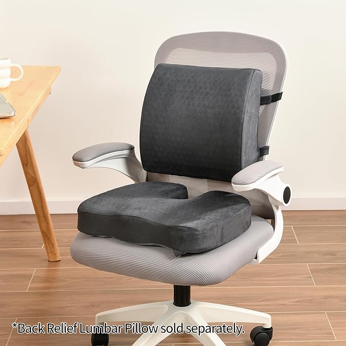 Lumbar Support Pillow - Gel Memory Foam Back Cushion for Lower Back Pain Relief & Improve Sitting Posture, Lumbar Support Cushion with Adjustable Strap & Non-Slip for Office Chair, Sofa, Car