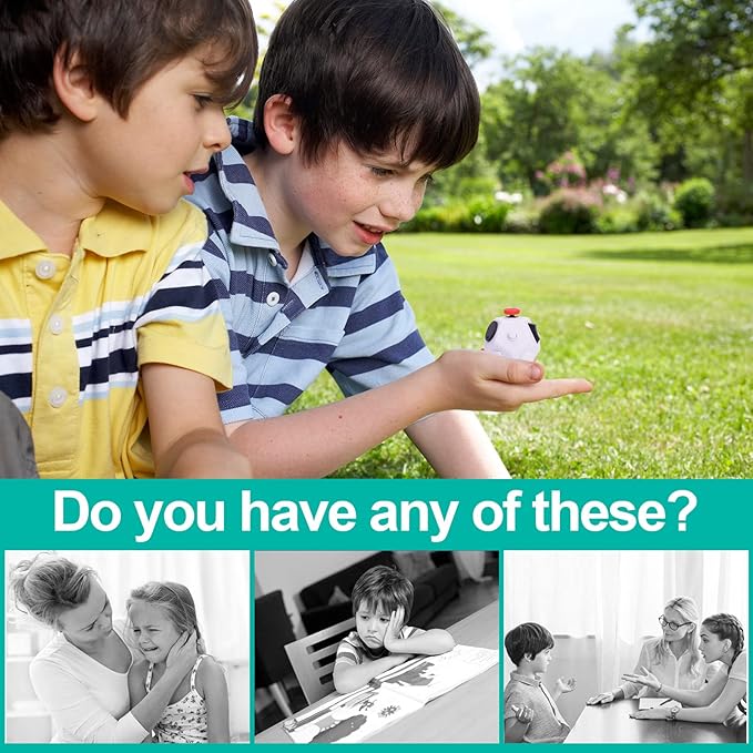 Fidget Toys Cube,12 Sided Finger Cube,Sensory Toys Relief Stress,Autism and Anxiety Depression Anti for Kids Adults Improve Focus (White)