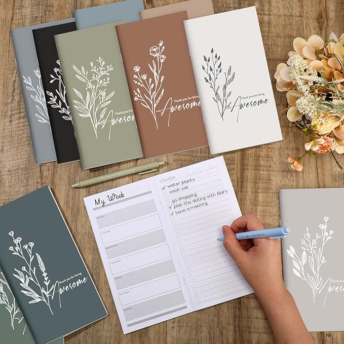 Qilery 30 Pcs Open House Gifts Bulk Habit Tracker Planner Bulk 2025 Pocket Calendars to Do List Weekly Goals Notepads for Employee Appreciation Housekeeping Teacher Welcome Gifts(Aesthetic Positive)