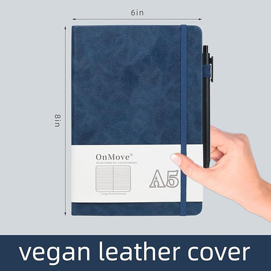 Notebooks Journal for Women Men 12 Pack Bulk Leather Hardcover with Pen Holder A5 160 Pages 100 GSM Thick Paper for Work School Lined Navy Blue