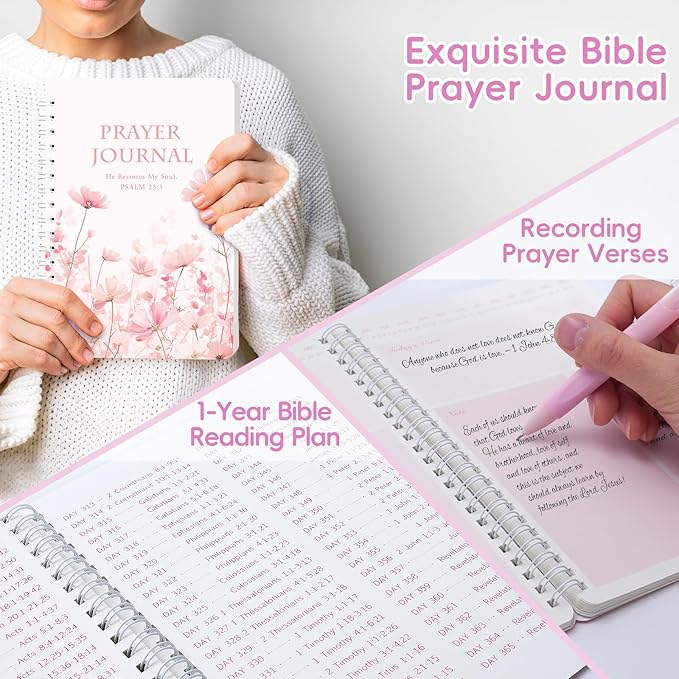 XKDOUS Bible Study Supplies Journaling Kit for Women, Bible Study Kit Includes Prayer Journal, Emergency Card, Highlighters, Tabs & More for Journaling. Great for Christian Gifts Scripture Study, Pink
