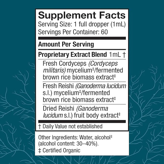 Host Defense CordyChi Extract - Energy & Immune Support Supplement - Cordyceps & Reishi Mushroom Supplement for Relaxation & Respiratory Support - Aids Against Tiredness - 2 fl oz (60 Servings)*