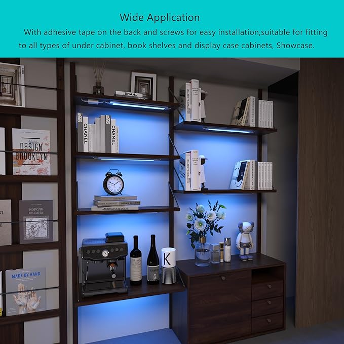 Smart Under Cabinet Lighting Strip Lights White & Color Changing Dimmable Work with Alexa Google Smart Thing Phone App, RGB Multi Colored Lamp for Kitchen Counter Light Fixture (6 Lights Bar Kit)