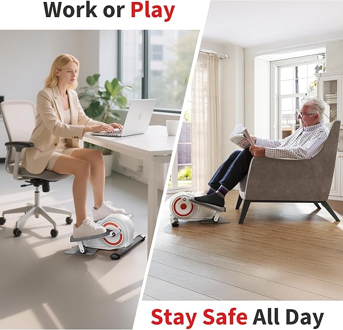 Under Desk Elliptical Machine, Ellipse Leg Exerciser as Seen on TV for Seniors, Pedal Exerciser Fully Assembled with 8 Resistance Levels, Portable Leg Exerciser for Home Office